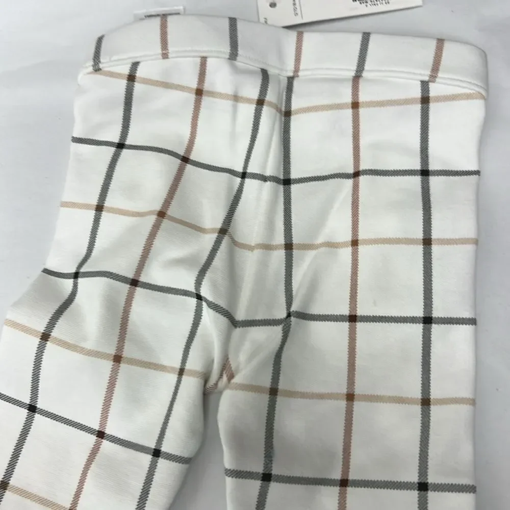 Janie and Jack 100047476 Girl Jet Ivory Plaid Plaid Button Ponte Pant size 12-18